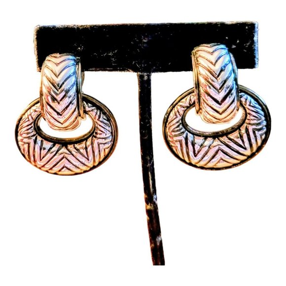 Vtg Door Knocker Earrings Convertible Silver Tone ClipOn Women '80s JY-61er - Picture 1 of 4